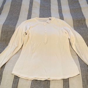 Women’s LL Bean crème 1/2 button shirt